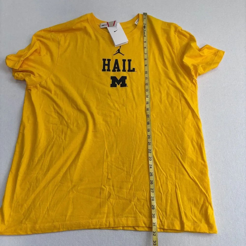 Jordan U of M Michigan Wolverines T-Shirt Mens XXL Maize Blue Short Sleeve Nike